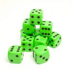 16mm Bright Green spotted Dice Bow & Blade Games