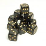 16mm Black dice with gold spots Bow and Blade Games