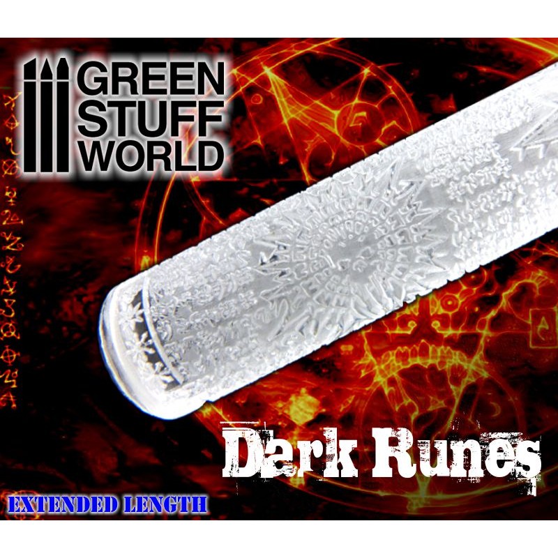 Green Stuff World Textured Rolling Pin - Dark Runes